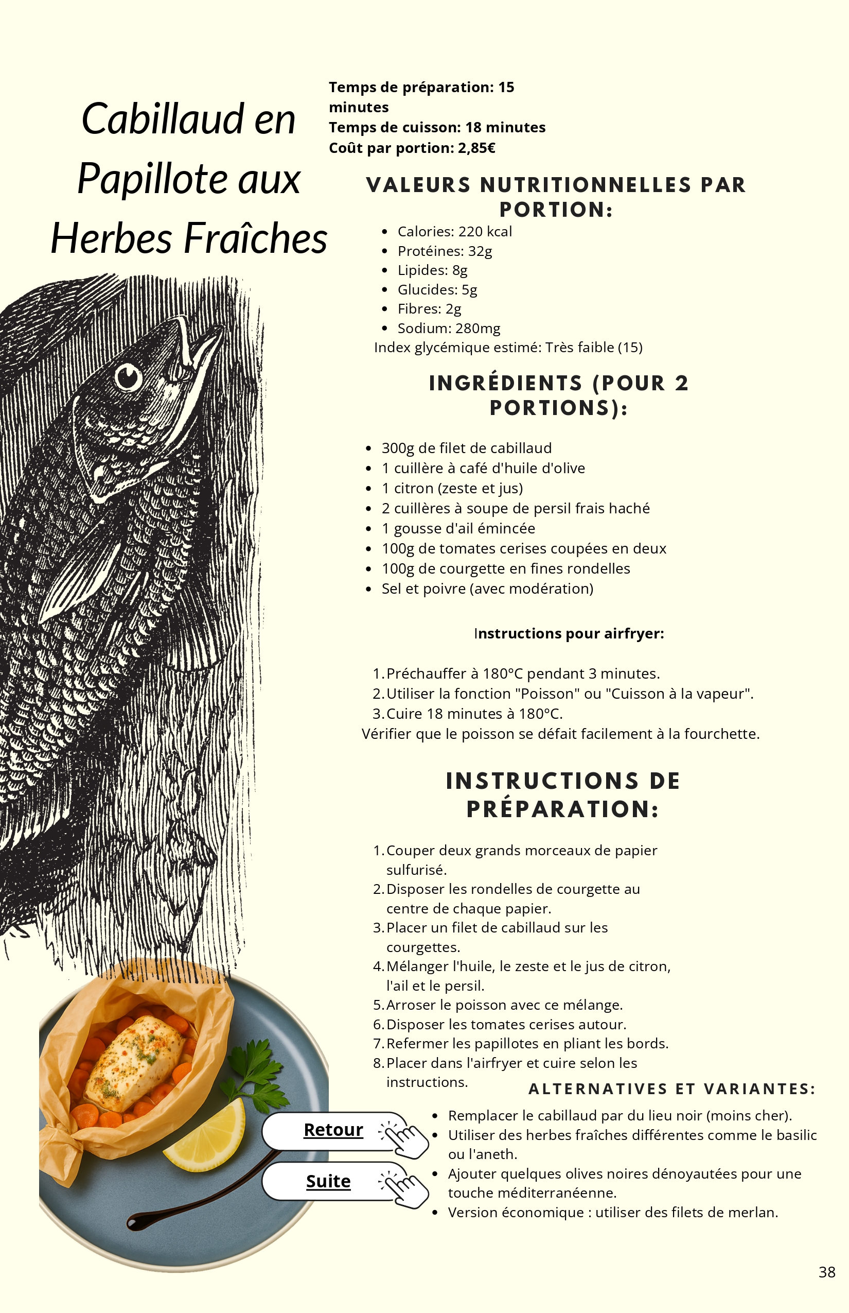 Cabillaud en papillote aux herbes fraîches